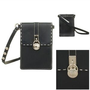 Michael Kors Hamilton Lock Leather Belt Bag In Navy & Silver NWT sz M